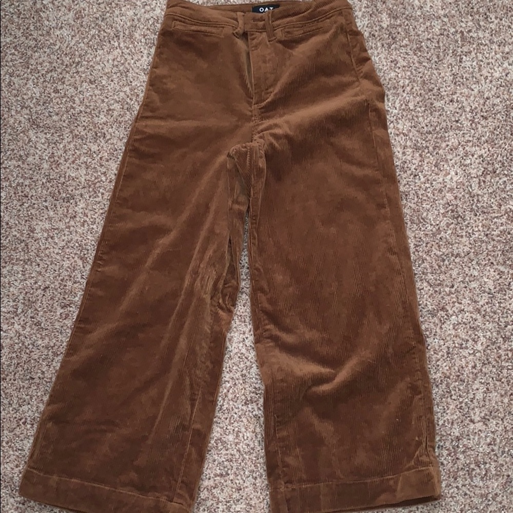 Brown corduroy wide leg crop pants size 26